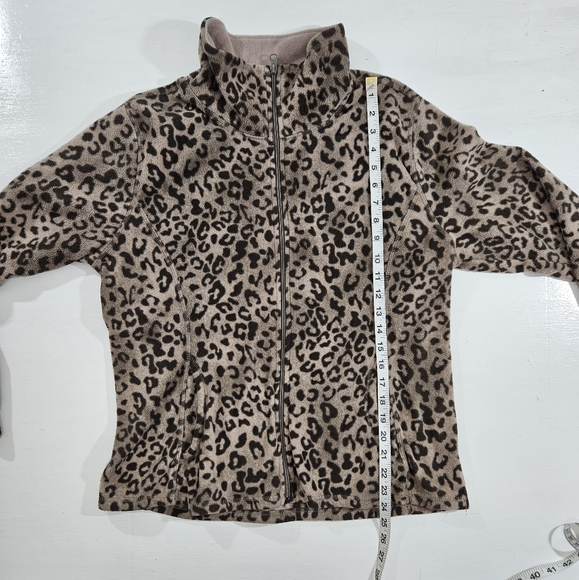 Old Navy leopard animal print zip-up fleece women's size XL - Picture 4 of 6